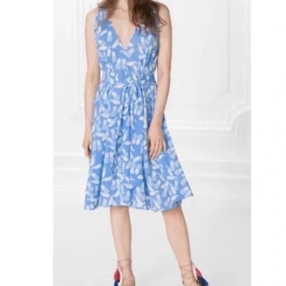 & Other Stories Cotton Pineapple Print Deep V Sleeveless, Waist Tie Summer Dress - Picture 3 of 16